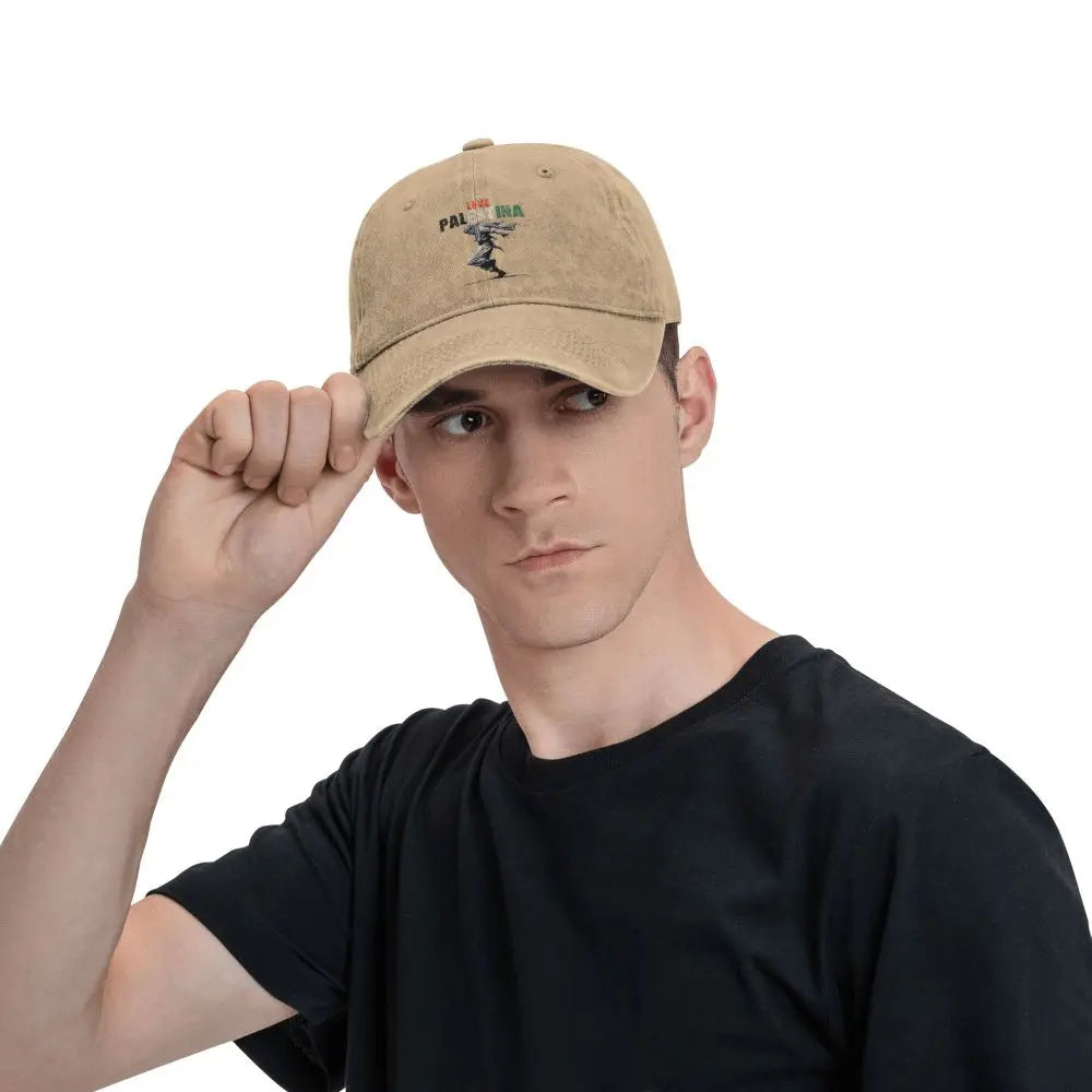 Casquette beige écusson Palestine