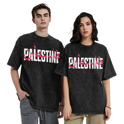 T-shirt Palestine noir & rouge